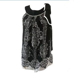 MISTY & MAX BLOUSE TOP BLACK WHITE TOP W/
